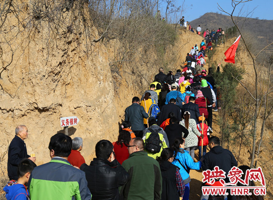 活动参与人员集体前往植树地点