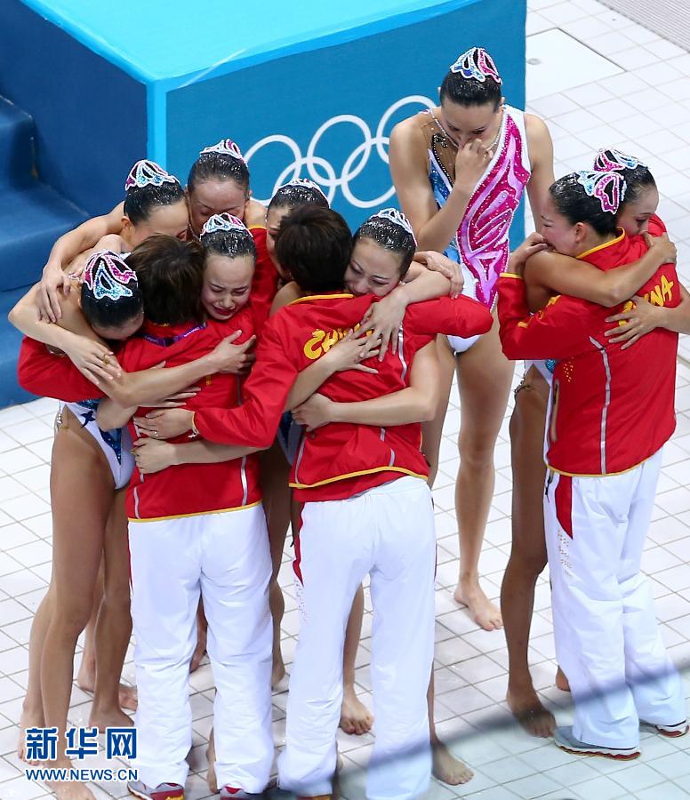 花样游泳中国队获得集体银牌