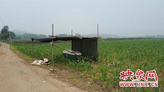 郑某的尸体停放在临时搭建的简易凉棚内
