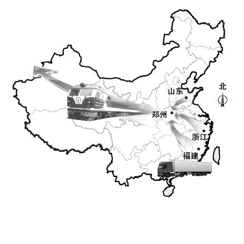 　未来将有更多沿海城市的货物集中到郑州，然后搭乘郑欧班列出口欧洲。扈森 制图