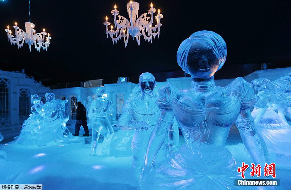 比利时举办冰雕节 美轮美奂令人神往