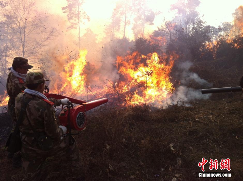 贵州福泉山火逼近民房 火势已得到控制