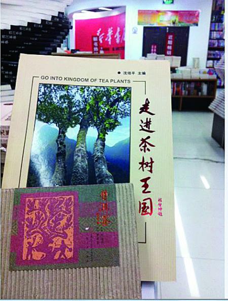 今天上午，记者在普洱市振兴大道上的新华书店内发现，沈培平主编的《走进茶树王国》、《普洱茶连环画》两种书还在售