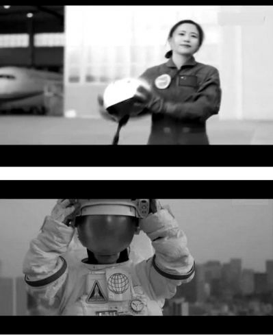 在东京大学宣传片中，女宇航员正摘头盔。视频截图