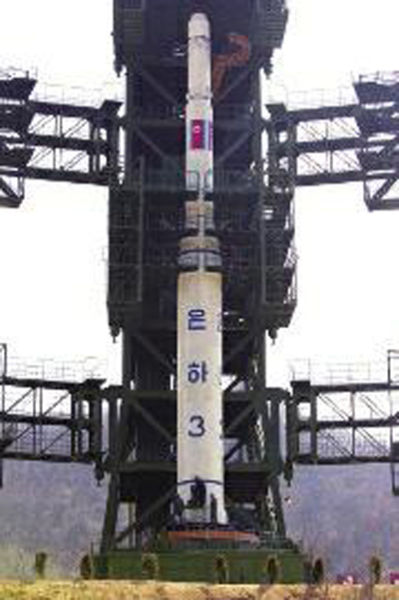 朝鲜今年4月发射的火箭（资料图片）