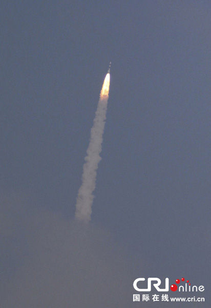 11月5日，在印度斯里赫里戈达岛，极地卫星运载火箭（PSLV-C25）携带印度首枚火星探测器“曼加里