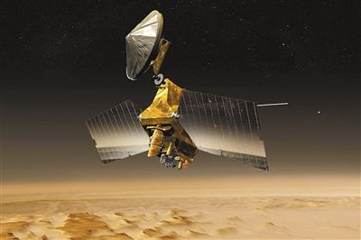 印度火星探测器“曼加里安”号的模拟图片