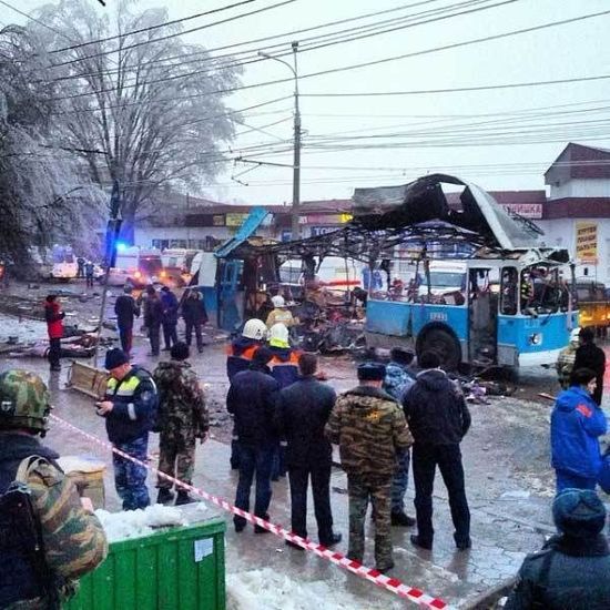 当地时间20日早晨，伏尔加格勒一辆无轨电车发生爆炸。