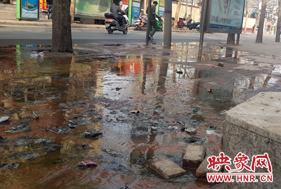 道路上充满了污水粪便