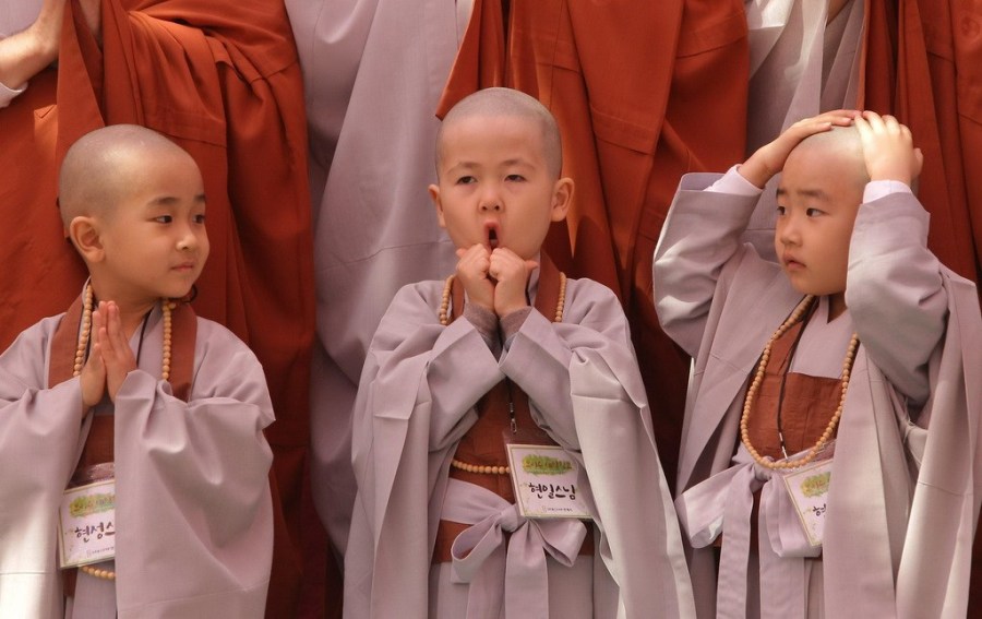 韩国男童剃度体验僧侣生活