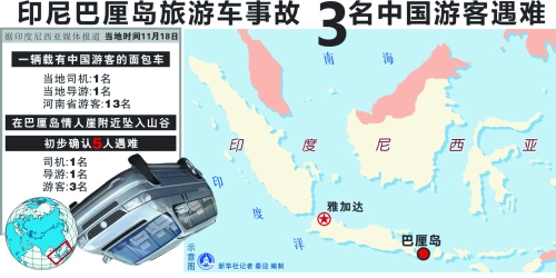 印尼旅游车巴厘岛翻车坠谷 3名河南游客遇难