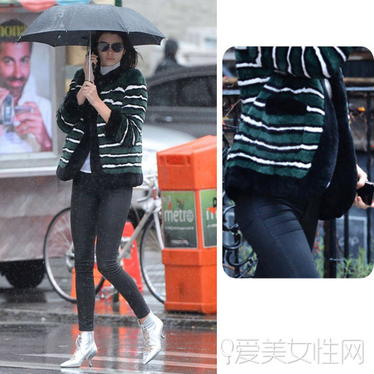 金小妹穿横纹皮草配银色短靴 金小妹穿横纹皮草配银色短靴