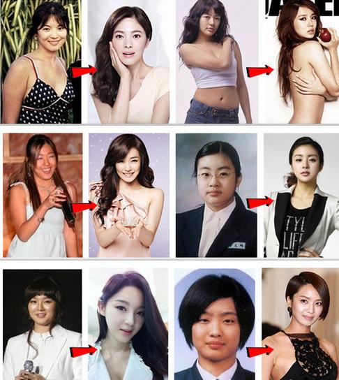韩国女星减肥前后对比 整容加减肥马上变个人！