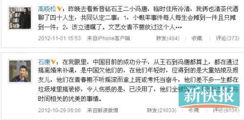 　高晓松和石康的微博