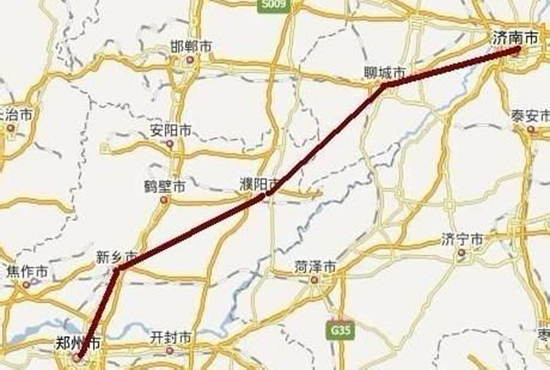 资料图：郑济高铁路线