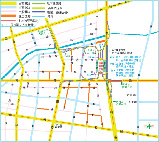 的哥王国顺绘制的《郑州火车新东站地址位置图》