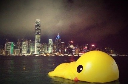 香港大黄鸭倒下