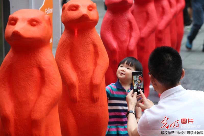 上海巨型动物街头摆pose卖萌