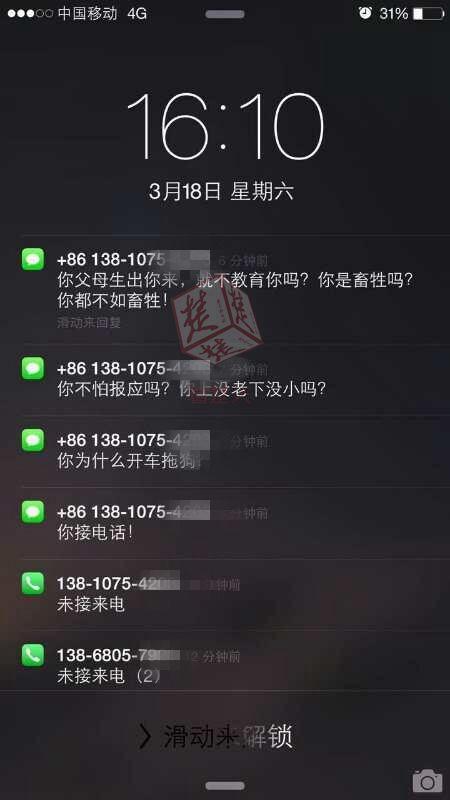 王某提供的网友辱骂短信和电话