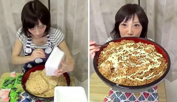 日本女子3分20秒吃完3.9公斤炒面