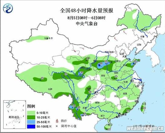 未来两天全国降水量