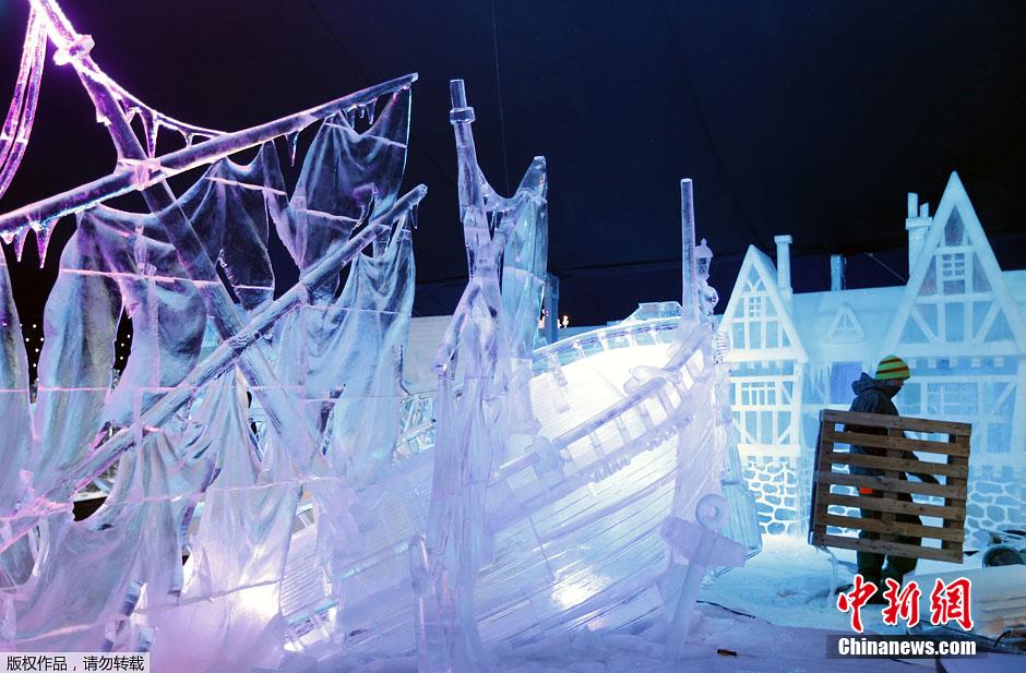 比利时举办冰雕节 美轮美奂令人神往