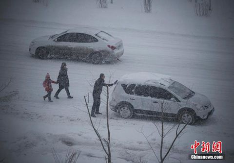 12月8日，经过一夜降雪，乌鲁木齐已是皑皑白雪一片。（图片来源于中新网）