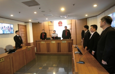 昨日，邹恒甫及北大有关负责人并未到庭，图为法官正在进行宣判。