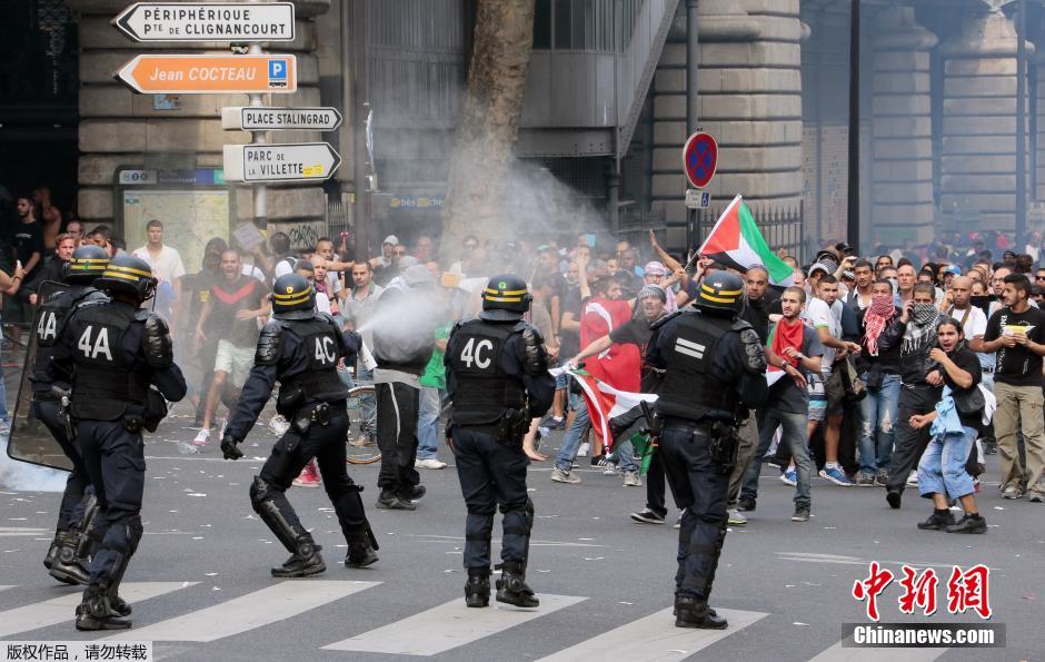 法国多地爆发反以游行