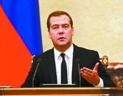 8月7日，在俄罗斯首都莫斯科，俄罗斯总理梅德韦杰夫主持联邦政府会议。