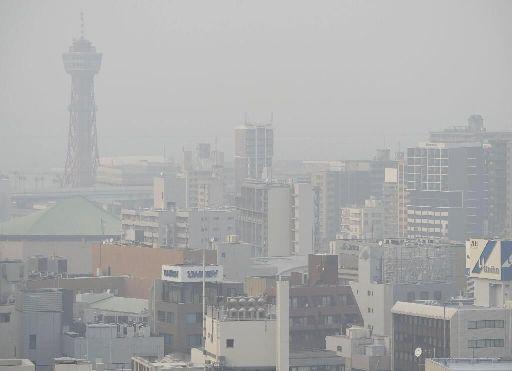 日本九州出现高浓度PM2.5 能见度不足10公里