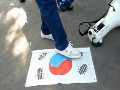 日右翼侮辱韩国国旗视频曝光 画蟑螂踩踏