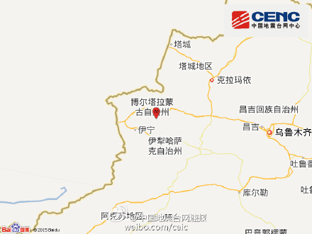 新疆精河县发生3.1级地震震源深度10千米